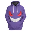 Familienübereinstimmende Outfits Y2K Gengar Harajuku 3D Kapuzenmodische Herren- und Frauenhaubeer -Reißverschluss -Stickerei Set