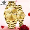 Wristwatches OUPOINKE Original Couple Watch Gold Tungsten Steel Strip Waterproof Fully Automatic Mechanical Week Calendar