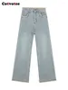 Jeans pour femmes Cotvotee High Waited for Women 2024 Fashion Vintage Burr Loose Chic Streetwear Ligne