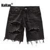 Kakan - Summer Distressed Denim Shorts for Men Korean Youth Slim Fitting Small Leg Quarter Pants Jeans K58-DK322 240411