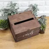 Forniture per feste Wedding Money Box Porta della busta con slot Rustic Wooden Case ricevente per la sposa