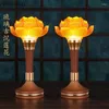 Bandlers 2pcs Crystal Glazed Lotus Candlestick Home Bouddha Hall offrant des ustensiles bouddhistes décor