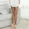 Calça feminina moda moda leopard impressão verão perneiras finas malha respirável lolita gravata sexy alongamento nylon cortado