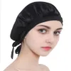 Ladies Solid100% Real Silk Adjustable Nightcap Home Hair Bandana Sleeping Hats 240416