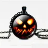 Colares pendentes Halloween Pumpkin for Men Men Men Glass Cabochon Bat Witch Chains Jeia de moda em Pingentes de Droga BK DHCZO