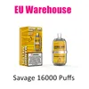 Originele Savage Whisky E Sigaret Vaper 15000 16000 Puff Vape Luchtstroom Schakelbaar 10 Smaken 2% 3% 5% NIC Disposable Cart Voorgevuld 650 mAh Batterijtype C Lading Vape