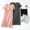 Women's Sleepwear Fdfklak Women Nightgowns Summer With Chest Pad Night Dresses M-XXL Plus Size Short Sleeve Loose Nightdress