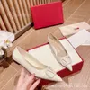Chaussures pour femmes pointue à coupe haute vlogoo High Version en cuir Valentyno V-bouton talon