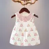 Flickaklänning sommar ny baby spetsklänning bomull baby flicka kort ärm 04 år gammal prinsessklänning