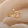 Eheringe Grace Opal Moon Ring Frauen Edelstahl Ehering Engagement Crescent Paar Ringe für Frauen Trendige Jewlery