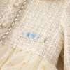 Дейв Белла весенняя осень девочки с длинным кружевным платьем сетки принцесса, сшивая воротнички, детские платья DB3222905 240413