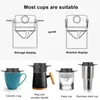 Folding Hand Brewed Coffee Filter Dripper Cone for Drip and Tea with Stainless Steel Holder No Paper 240416