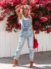 Frauen Jeans schlank Frauen Damen Damen Jungenuit Reine Farbe gewaschene gerissene Hosen Frühling und Herbst Mode Workwear Style Bodysuit