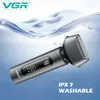 VGR Pro Wet Dry Electric Electric Golarka dla mężczyzn ładowna maszyna do zmywalki na twarz maszynę do golenia brody LCD Wyświetlacz 240420