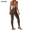 Ensembles actifs Nclagen Suite de yoga en une seule pièce sans manches sans manches sans femme sportswear Sexy Gym Clothe