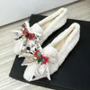 Casual Shoes White Winter Christmas Snowflake Bell Bow Tie Women's Flat Zapatos De Mujer Pointed Velvet Lolita