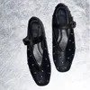 Rivets Femmes Flats Véritable boucles en cuir printemps Summer Fashion Soft Le cuir chaussures Mary Jane Chaussures des plats noirs femme 240424