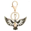 Keychains Opal Eagle Spreading Wings Retro Metal Kelechain Men Car Crystal Bijoux Bijoux ACCESSOIRES CADE