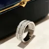 Cluster Rings Double Row Diamond Sugar Round Narrow Edition Ring High End Customized Original Imported S925 Pure Silver Material M