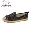 Lässige Schuhe Lazyseal Stoffe Flat Women Mules -Grenze Frau TPR Sohle flache Ferse Baumwollstoff Stoff