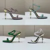 High Sandals Heel Leather Talons minces pointues Open Toe Leopard Fashion Party Shoes Designer 10,5 cm pour femmes