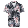 Camiseta para hombres de verano Hawaii Carta floral Estampado Camisas de playa Men Manga informal Manga corta Haz la ropa M XL