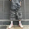 Streetwear West Full Print Floral over knie shorts for Men Summer Patchwork Wide Leg Baggy Five Points Pants oversized 240409