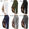 Women's Pants Women Fashion Yoga High Waisted Slit Wide Leg Haren Gym Leggings Casual Solid Hollow Workout Trousers Home Wear