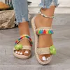 Chaussures décontractées ouverts Sandales pour femmes Slip sur les femmes Espadrilles Femme Summer Beach Shoe 2024 Lady Feme Flower Sandale