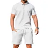 Texture de survêtement masculine Texture de costume de haute qualité Jacquard Craft Sports décontractés Slim Polo Short Two-Piece Vêtements