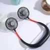 USB Portable Cold Fan Hands Free Neck Hängande laddningsbar Mini Sports3-hastighet Justerbar hals Dual Fan Home Officeoutdoor Travel