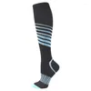 Tubo de compressão de meias masculinas 15-20 mmhg unissex preto série golfe listrado elástico ao ar livre prevenir varizes Reduce a fadiga