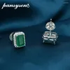 Kolczyki stadnonskie Pansysen Vintage Solid Silver 925 Rectangle Emerald Symulowany Diament Moissanite dla kobiet Wholeds Fine Jewelry