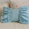 枕ホワイトレースフリル装飾的な寝具Insかわいい弓Sソリッドカラープリンセスシートチェアソファスロー枕