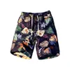 Calça de praia de verão masculino shorts de flores de seda rápida seda china chic-chic lixo grande casual cortado