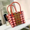 Nowy kolorowy kraciasta plastikowa torba tkana pamiątka warzywna torba na prezent Portable Wedding Candy Box Bag