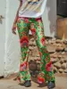 レディースパンツハイウエストフレアレディースエスニックスタイル女性のためのスリムなズボン春夏ワイドレッグスウェットパンツボトム