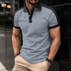 Mens Europe and America crossborder shoulder color matching casual fashion sports shortsleeved POLO shirt 240412
