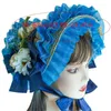 Beretten Handgemaakte Sunhat Lace Decorated Courtly Tea Party voor Lolita Women Court Miss Straw Hat With Ribbon Drop