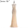 Sukienki imprezowe Moda kantar Złota Sukienka wieczorowa Reail POS Nude Tiulle Diamond okazja 2024 Formalne długi LA6008