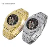 Hip Hop Homens Homens roubou Diamond Hand Definindo relógios de moda Round VVS Moissanite Watch