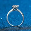 Band Rings Certified Molybdenum Silica Female Engagement Ring 1CT 2CT Round Bright Laboratory Diamond Wedding Ring Pure Silver Exquisite Jewelry Q240427