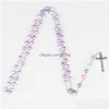 Colliers pendants 12 couleurs Collier de chapelet relin pour les femmes Vierge chrétienne Marie Jésus