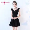 Abiti per feste Giovani signore classiche Black Prom adorabile Vestido de Festa Abito formale a V-Neck Short Evening Gift Collana