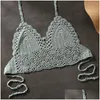 Camisoles Tanks Y Women Bikini Crop Top Cloghet Boho Beach Bralette Halter Cami Knitt