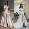 Femmes de mariage en combinaison à sauts avec de longues robes 2020 blanc off-fall de balayage élégant zuhair murad robe nuptiale vestidos festa