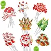 Inne imprezy imprezowe 24/48pcs Cartoon Christmas Cake Topper Santa Claus Tree Cupcake na rok Noel Navidad D Dhwh7