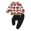 Kledingsets schattige baby Halloween -kostuumset 2 -delige outfits Ghost Print Hoodie Sweatshirt Tops en Rettery Pants Ensemble for Baby Boy