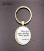 SUTEYI VINE BRONZE chrétienne Bible Key Chain Harms Charms Bible Psalm Glass and Flower Picture Keynchain Men Women Goft17492640