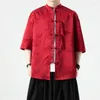 Ethnische Kleidung Sommer Chinesisches traditionelles Kleid Plussize hochwertiger Bambus Jacquard Hemd Männer ICSILK Kurzarm Vintage Hanfu Top